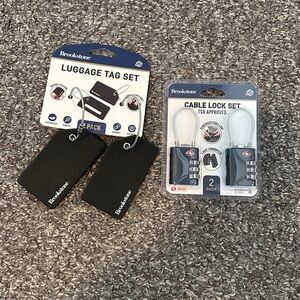 NWT Brookstone Luggage Tags and Cable Lock Set. Brand new!